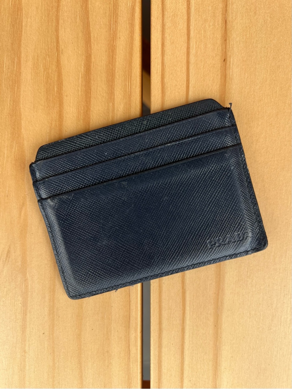 Prada Navy Saffiano Leather Card Case